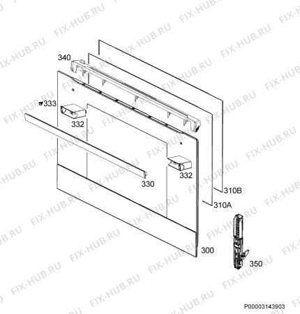 Взрыв-схема плиты (духовки) Electrolux EEC2409BOX - Схема узла Door